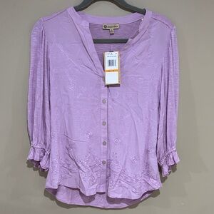 NWT democracy lace embroidered balloon sleeve top
